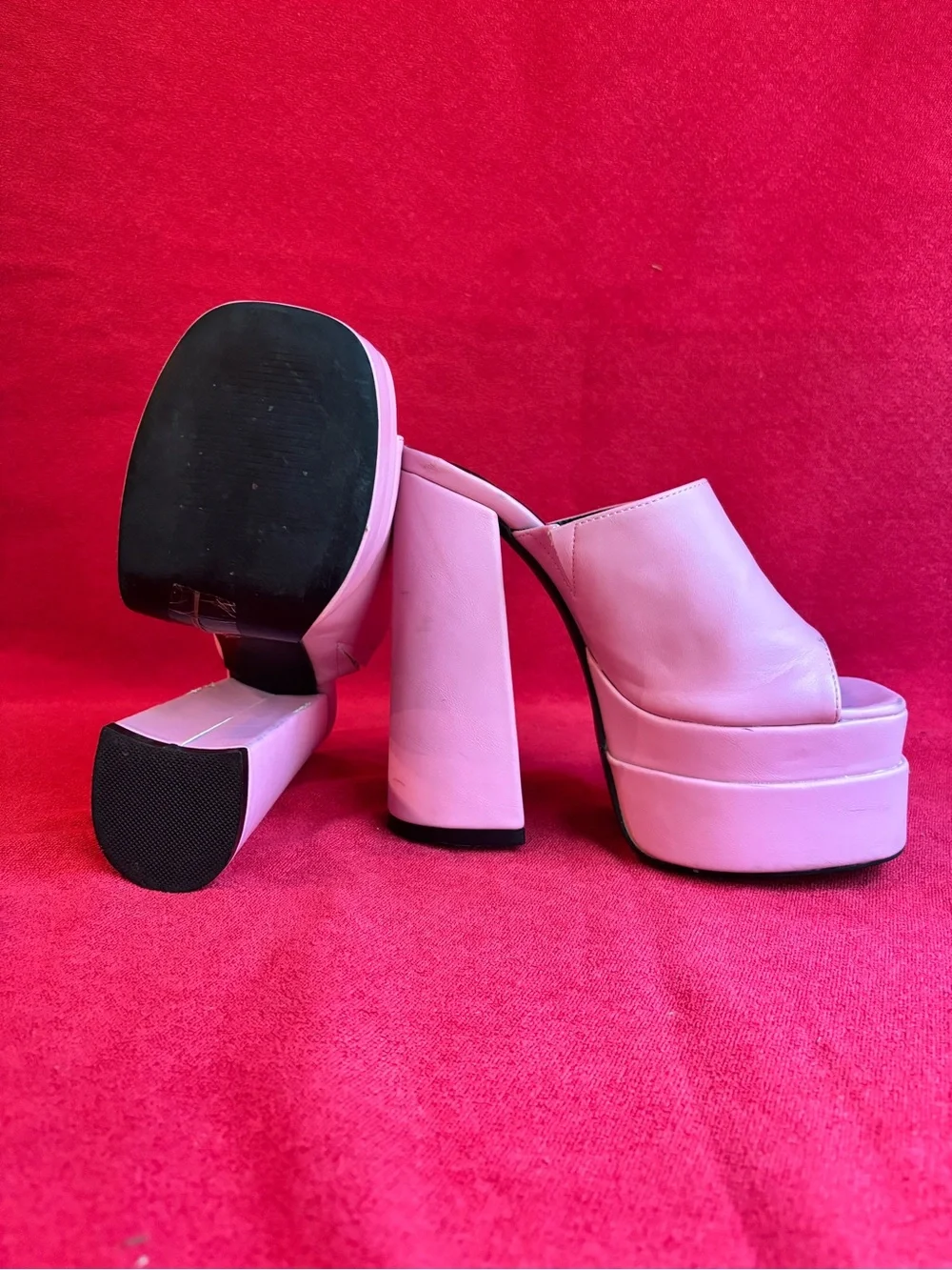 Women's Pink High Platform Slide Sandals